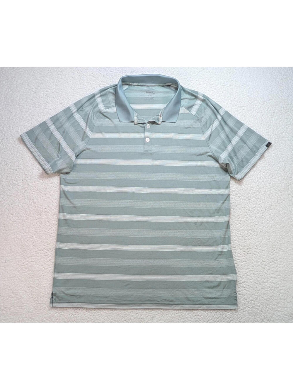 Oakley Golf Polo Shirt Men’s XL Gray White Striped Performance Short Sleeve